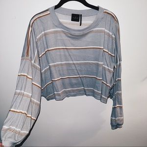 Light Blue out from under striped top